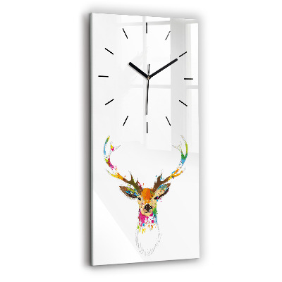 Horloge verticale en verre Tête de cerf colorée