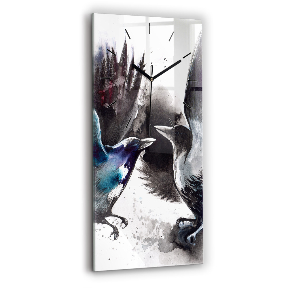 Horloge verticale en verre Oiseaux peints