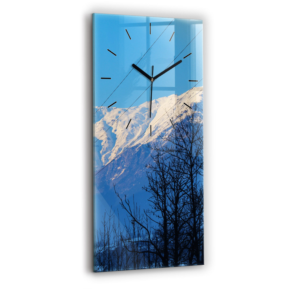 Horloge murale en verre rectangulaire Vue de la montagne