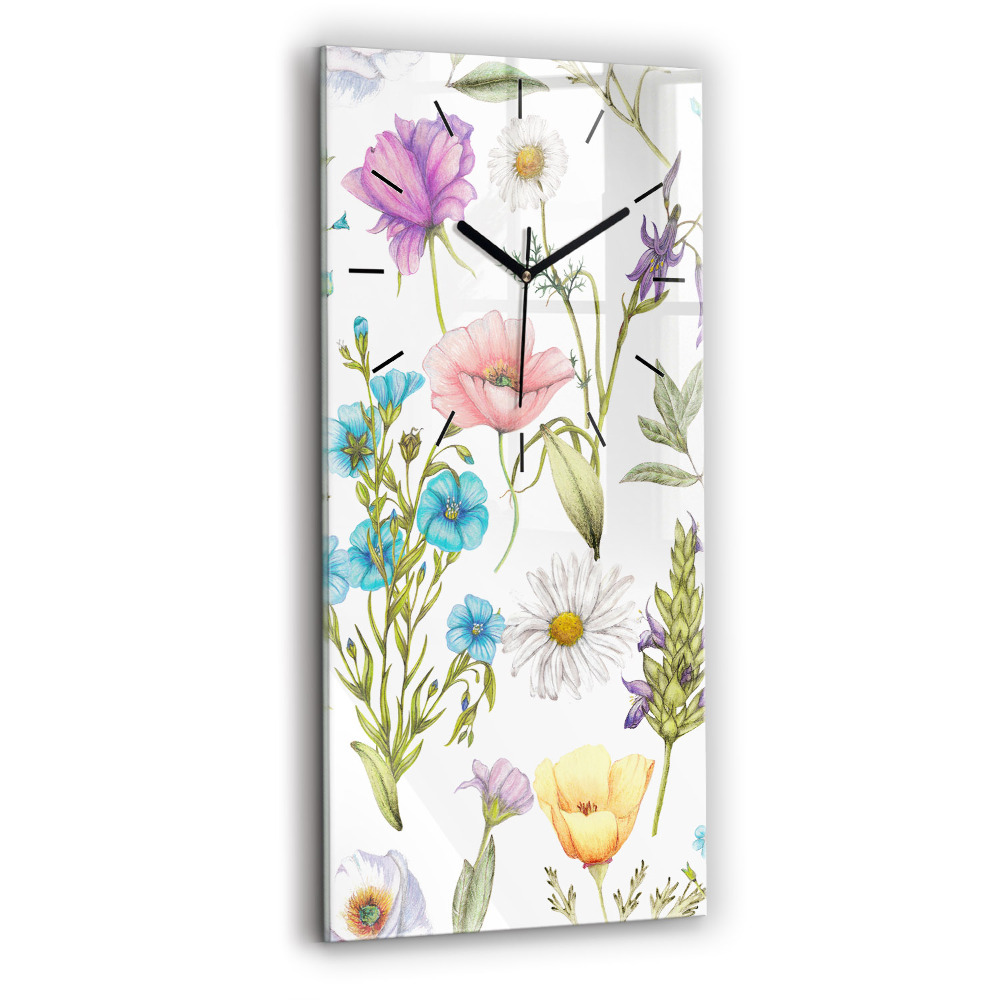Horloge rectangulaire verticale Composition de fleurs