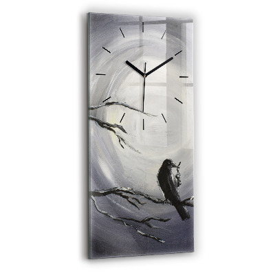 Horloge murale en verre rectangulaire Corbeau au clair de lune