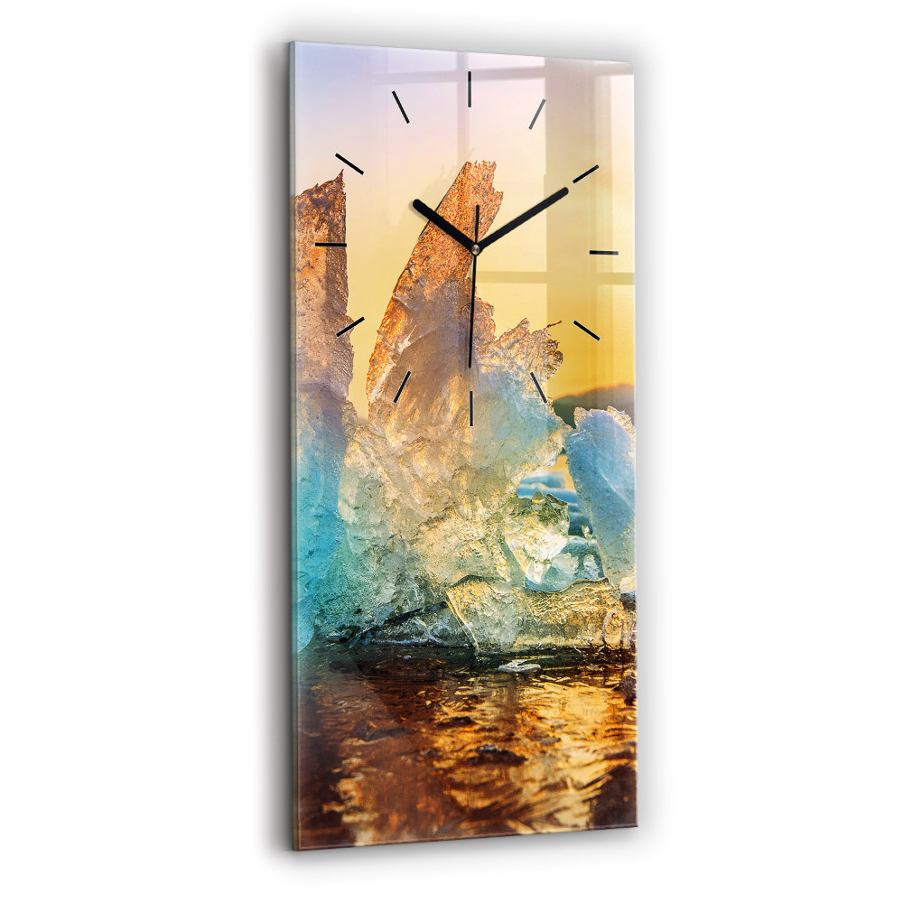 Horloge murale en verre rectangulaire Iceberg et lever de soleil