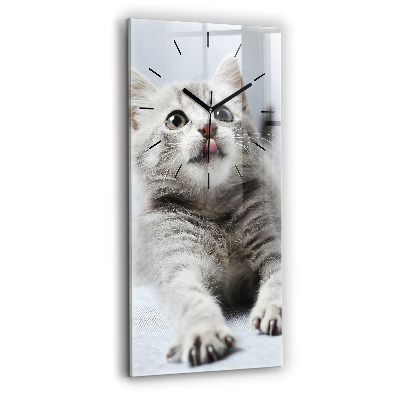 Horloge rectangulaire verticale Chat sur un canapé