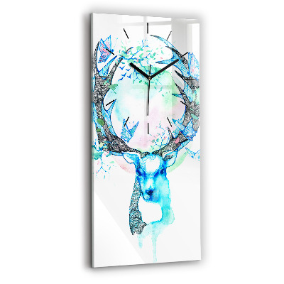 Horloge murale en verre rectangulaire Illustration d'un cerf