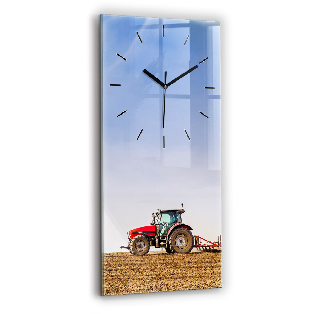 Horloge verticale en verre Agriculteur dans un tracteur