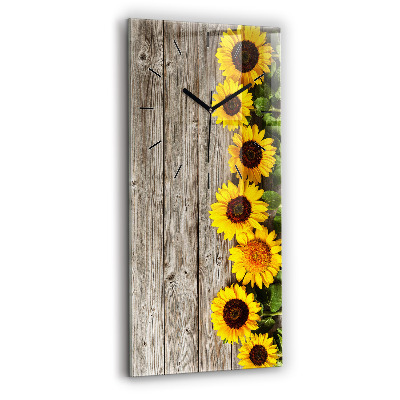 Horloge rectangulaire verticale Tournesols sur planches