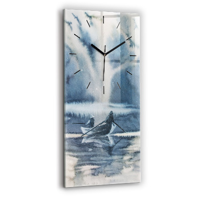 Horloge murale verticale Lac d'hiver Bateau