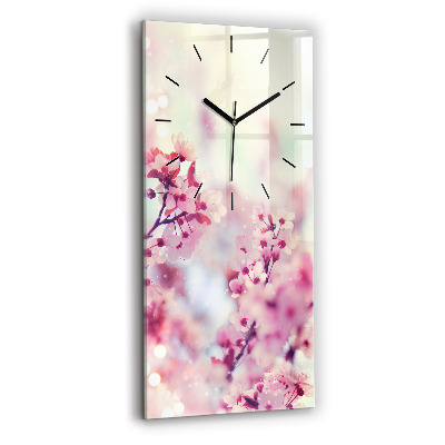 Horloge murale en verre rectangulaire Fleurs de printemps