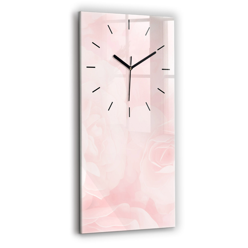 Horloge verticale en verre Roses en fleurs