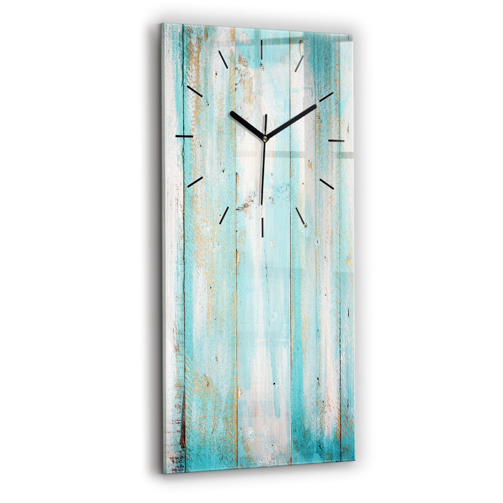 Horloge verticale en verre Planches bleues
