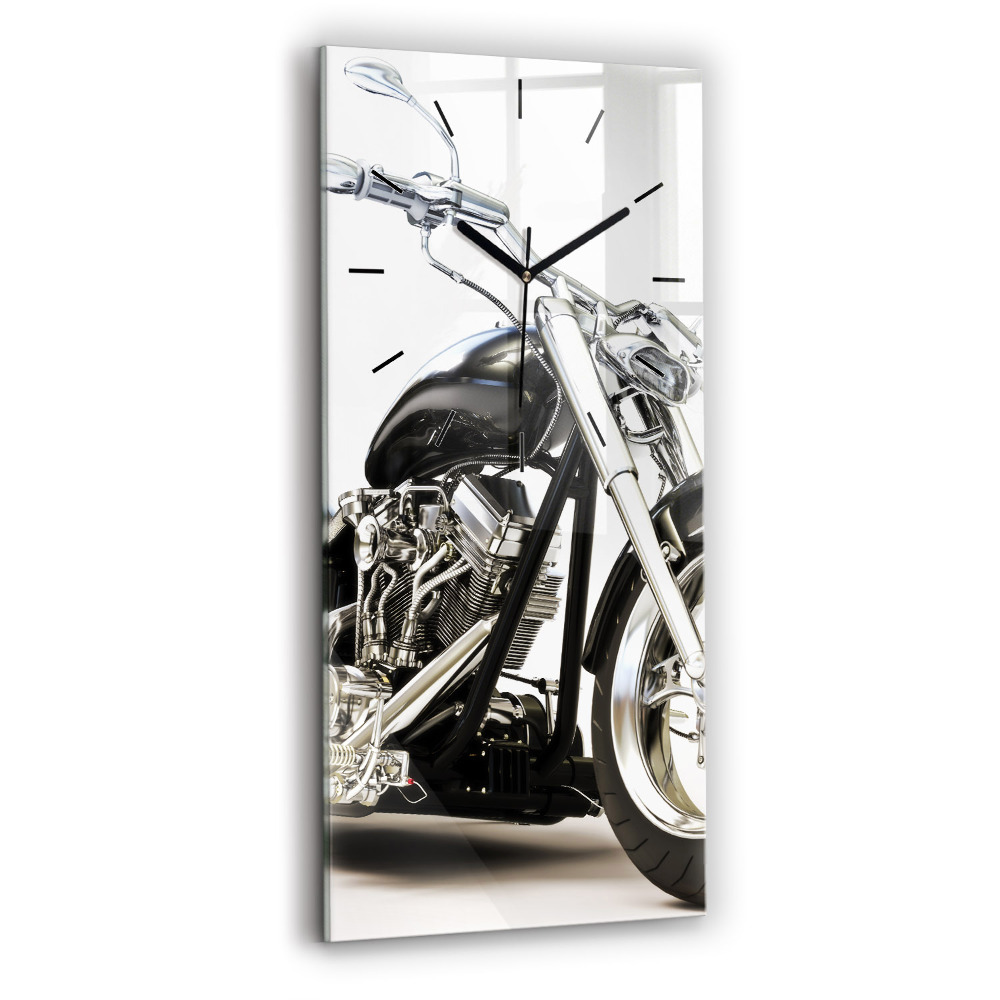 Horloge verticale en verre Moto noire