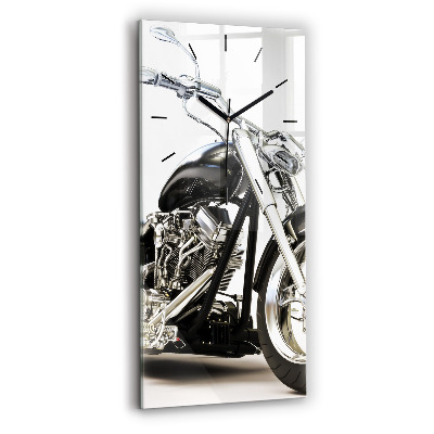 Horloge verticale en verre Moto noire