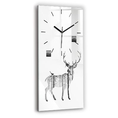 Horloge rectangulaire verticale Silhouette d'un cerf Forêt