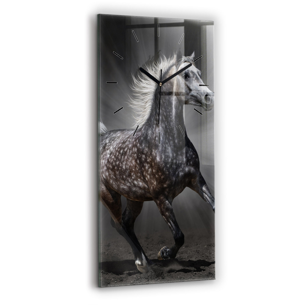 Horloge verticale en verre Cheval au galop