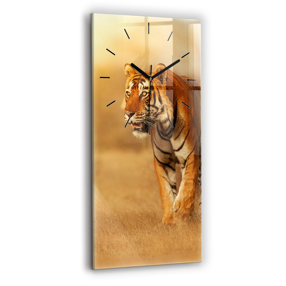 Horloge murale en verre rectangulaire Chasse au tigre