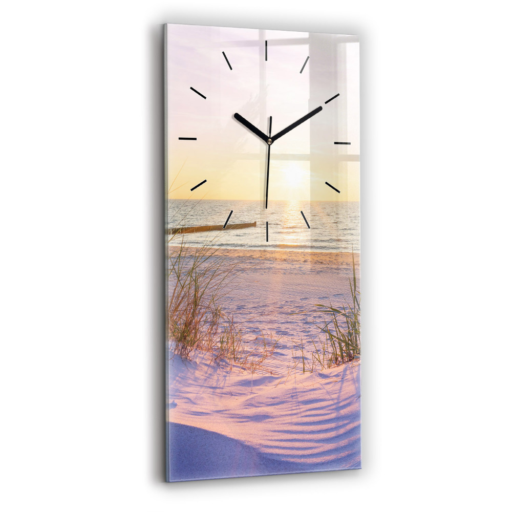 Horloge murale en verre rectangulaire Soleil polonais Mer