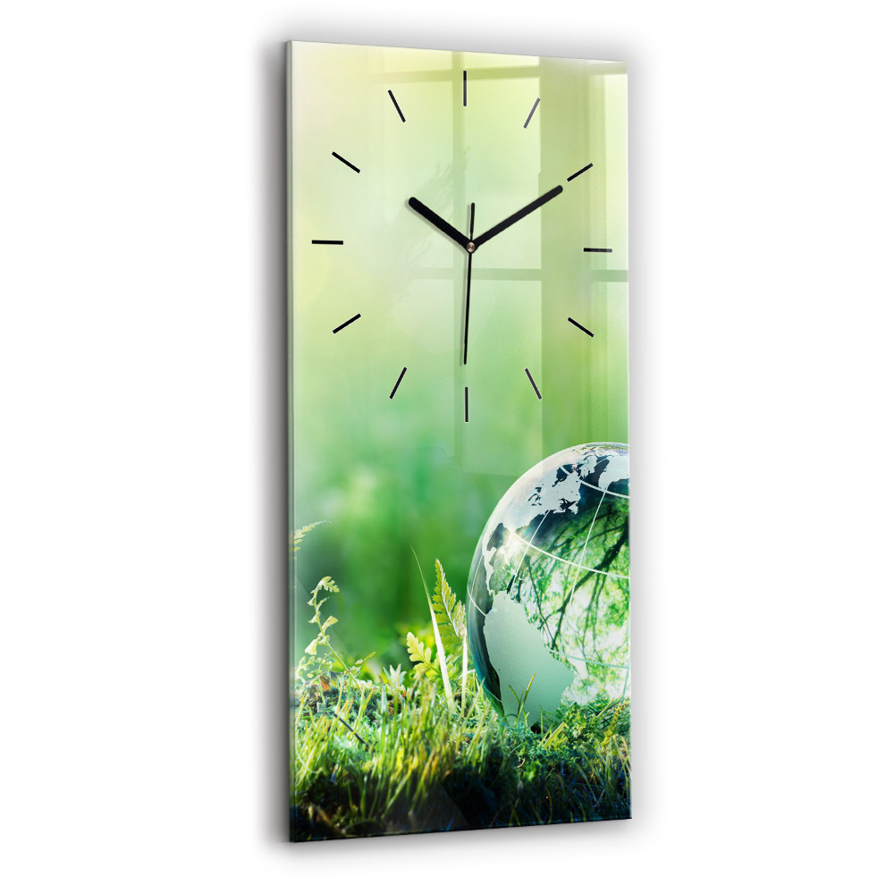 Horloge murale en verre rectangulaire Globe terrestre