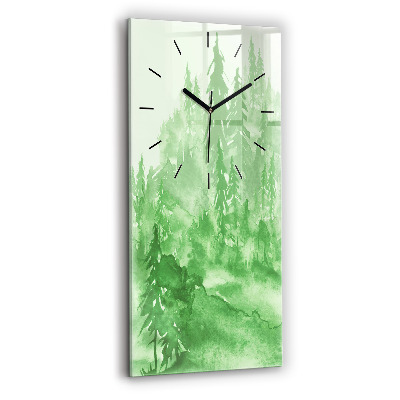 Horloge murale en verre rectangulaire Peinture d'une forêt verte