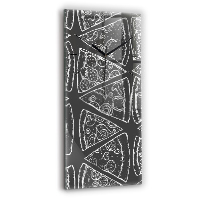 Horloge murale en verre rectangulaire Pizza peinte