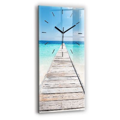 Horloge verticale en verre Île tropicale