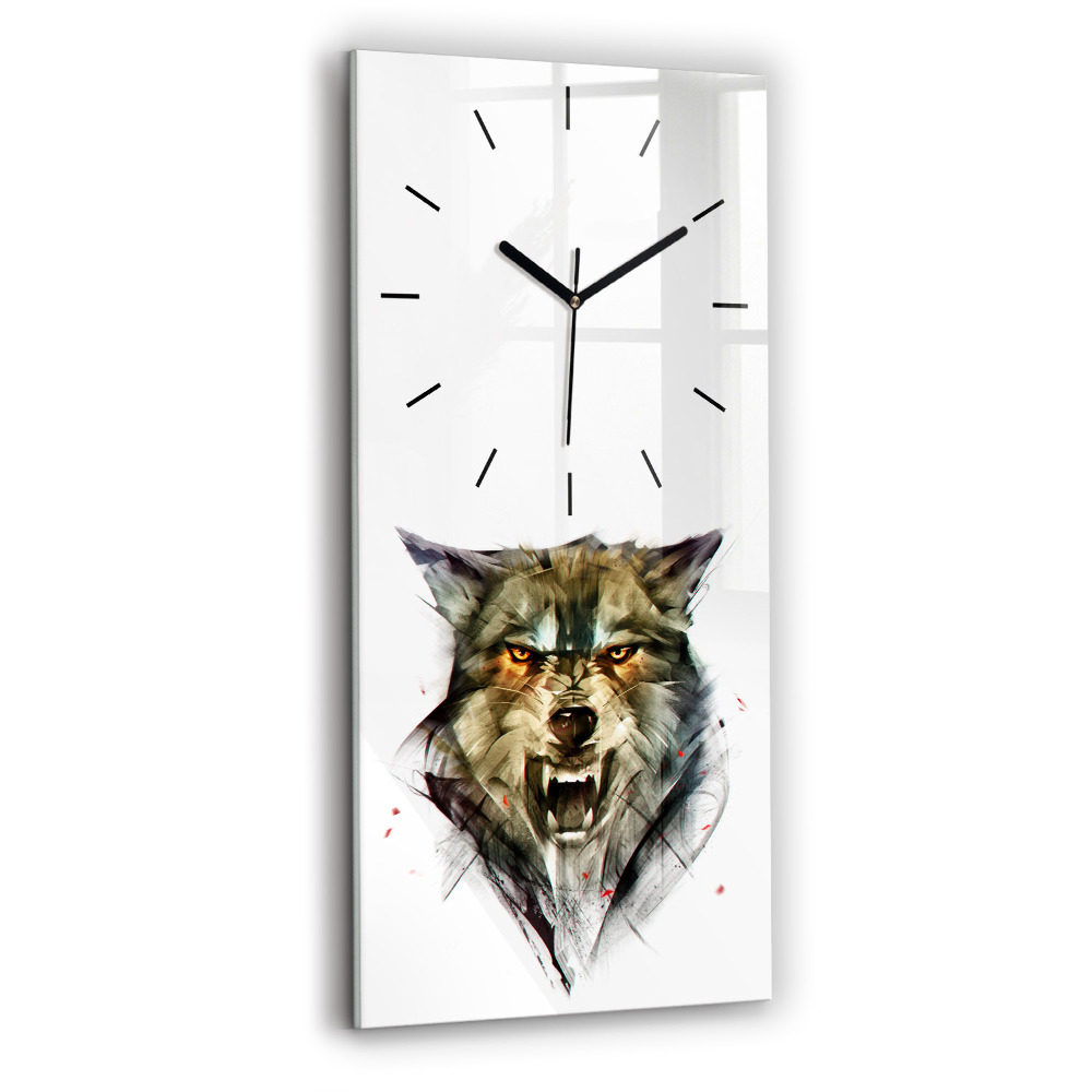 Horloge murale verticale Portrait dessiné d'un loup
