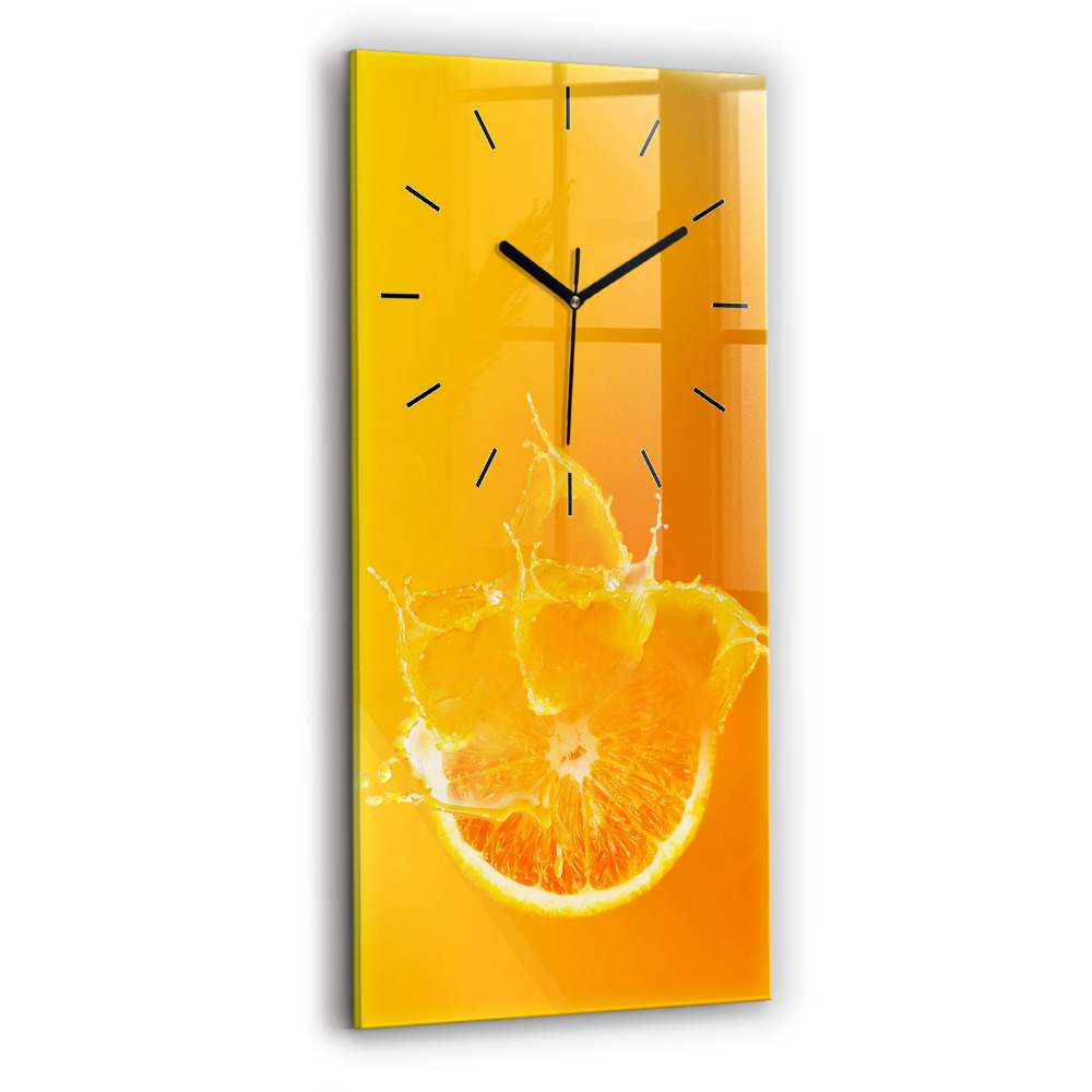 Horloge murale en verre rectangulaire Orange