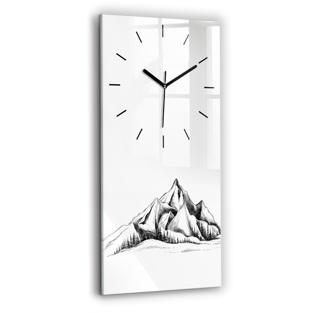 Horloge murale en verre rectangulaire Montagnes dessinées