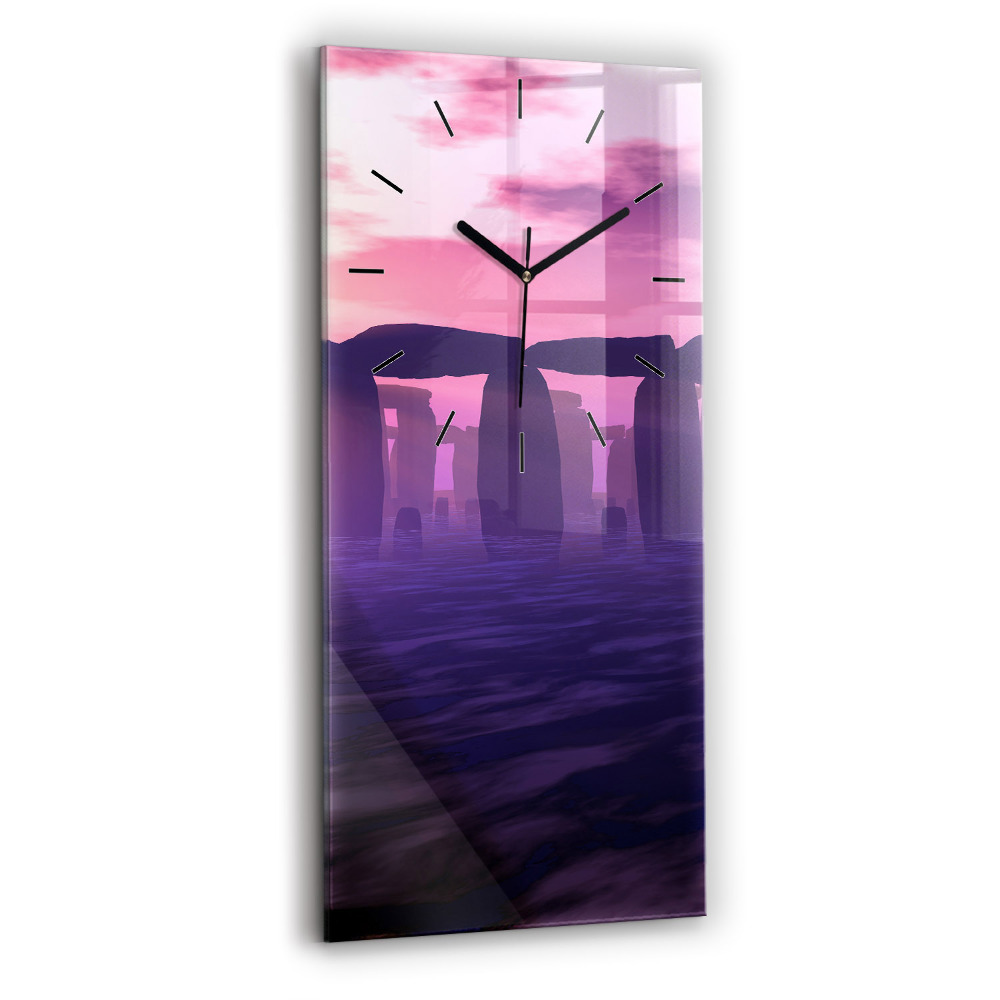 Horloge murale verticale Coucher de soleil à Stonehenge