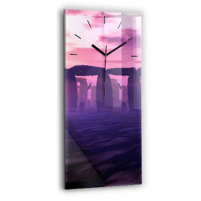 Horloge murale verticale Coucher de soleil à Stonehenge
