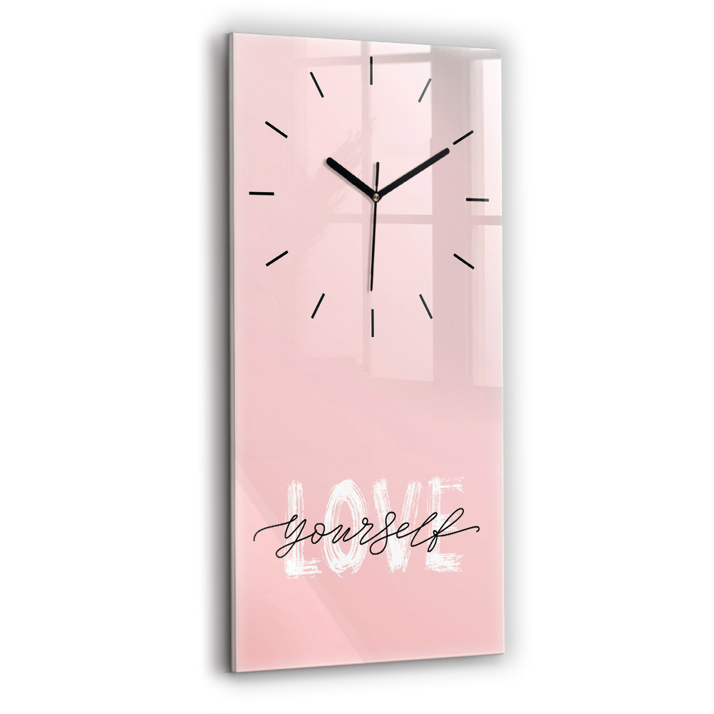 Horloge murale en verre rectangulaire Inscription Love yourself