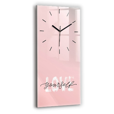 Horloge murale en verre rectangulaire Inscription Love yourself