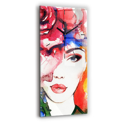 Horloge rectangulaire verticale Portrait coloré d'une femme