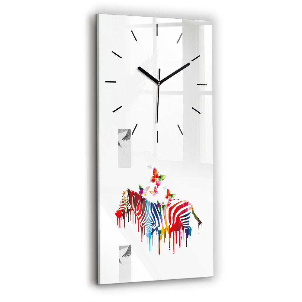 Horloge verticale en verre Zèbre coloré