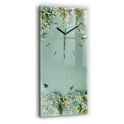 Horloge murale en verre rectangulaire Fleurs délicates