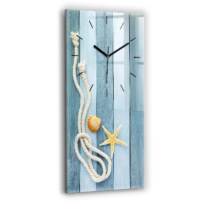 Horloge rectangulaire verticale Rayures et coquillage