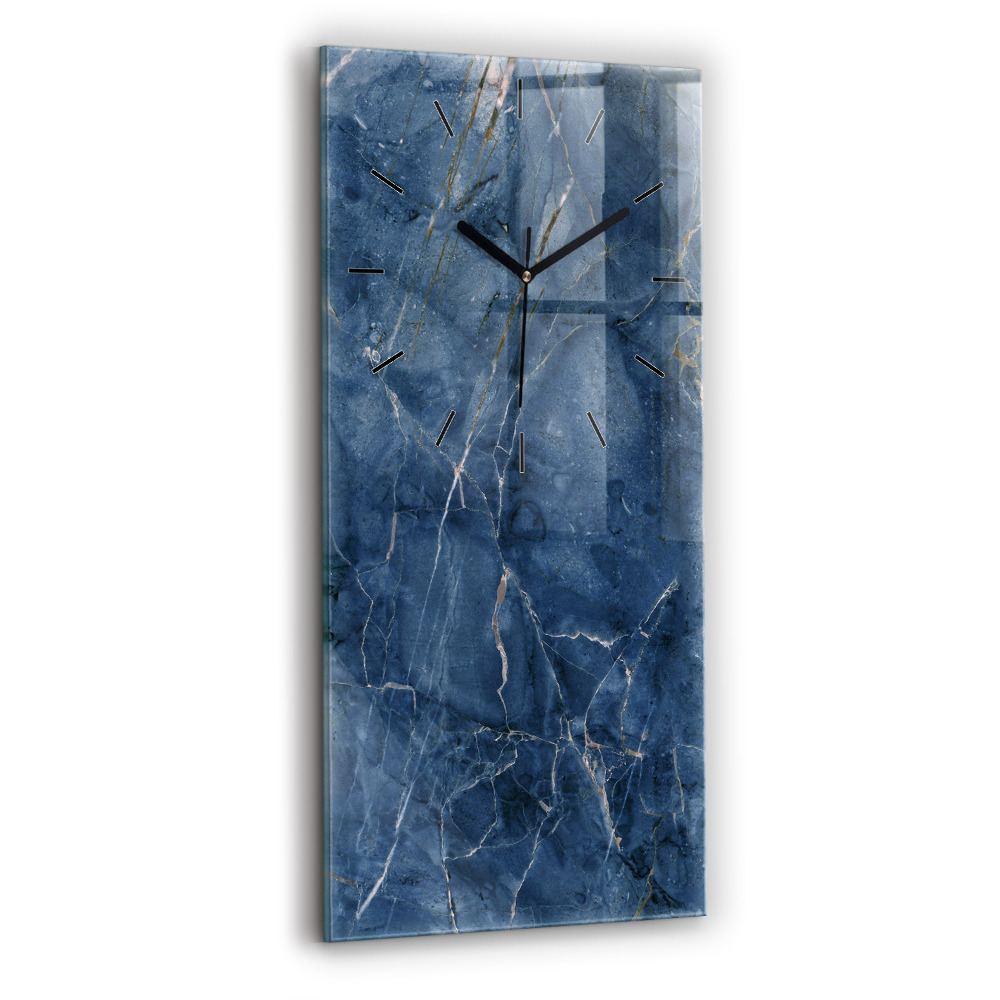 Horloge murale en verre rectangulaire Texture de marbre bleu