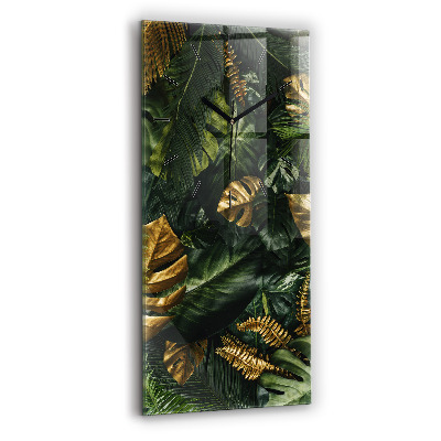 Horloge verticale en verre Feuilles de jungle