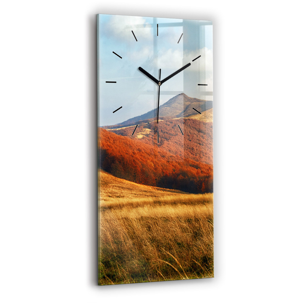 Horloge murale en verre rectangulaire Paysage de montagne