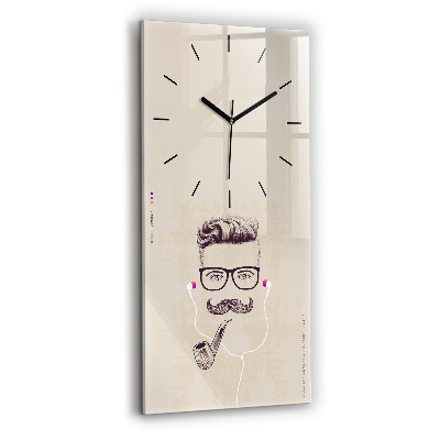 Horloge verticale en verre Homme avec une pipe