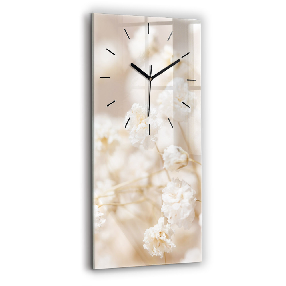 Horloge rectangulaire verticale Petites fleurs blanches
