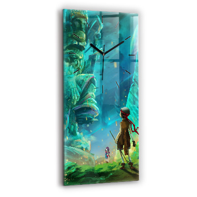 Horloge murale en verre rectangulaire Enfants dans une forêt