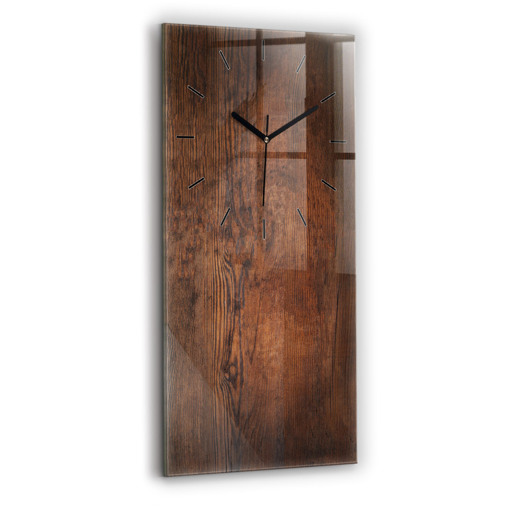 Horloge murale en verre rectangulaire Vieux bois