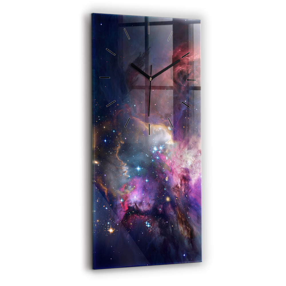Horloge murale en verre rectangulaire Galaxie et étoiles