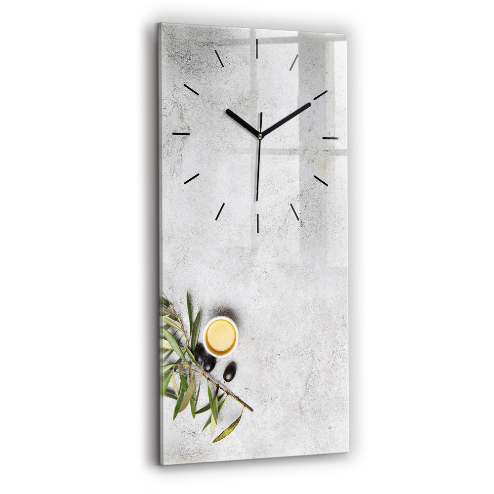 Horloge murale verticale Olives minimalistes