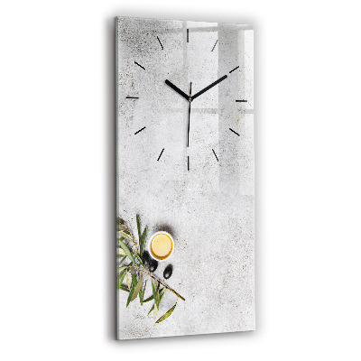 Horloge murale verticale Olives minimalistes
