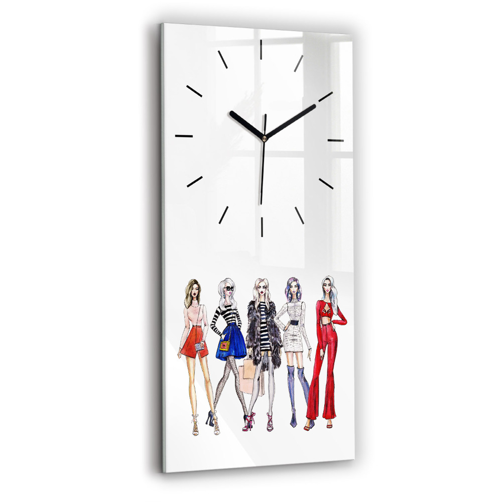Horloge murale en verre rectangulaire Filles à la mode