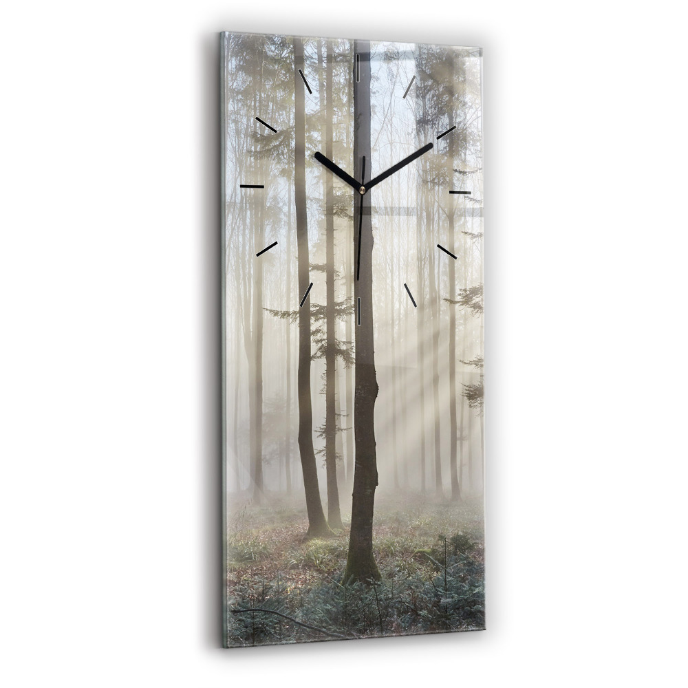 Horloge murale verticale Forêt dans la brume