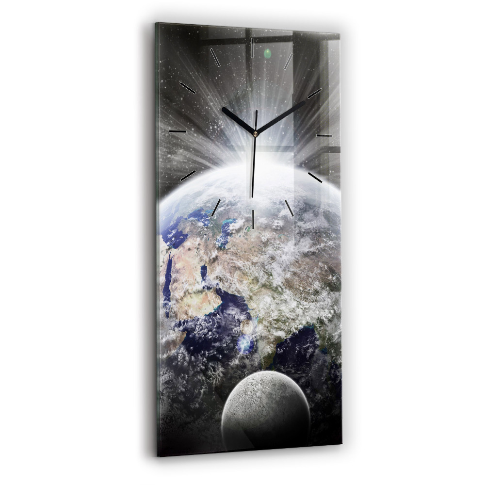 Horloge rectangulaire verticale Terre Lune Soleil