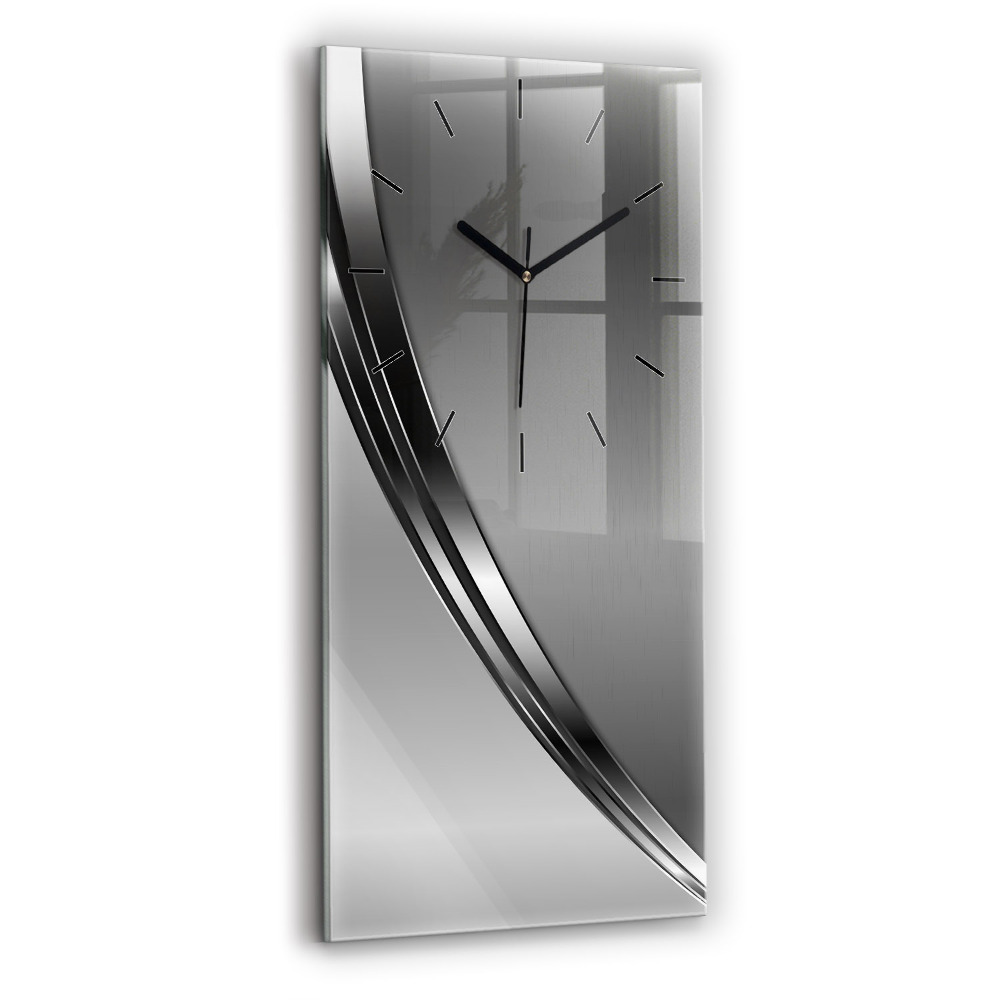 Horloge murale en verre rectangulaire Lignes argentées