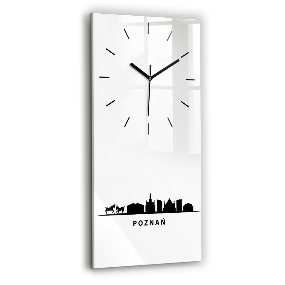 Horloge murale en verre rectangulaire Graphique de la ligne d'horizon de Poznan